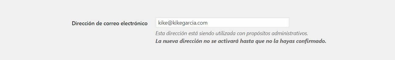 Elige el correo electronico para las notificaciones de WordPress