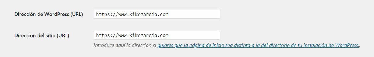 Selecciona las urls de tu sitio