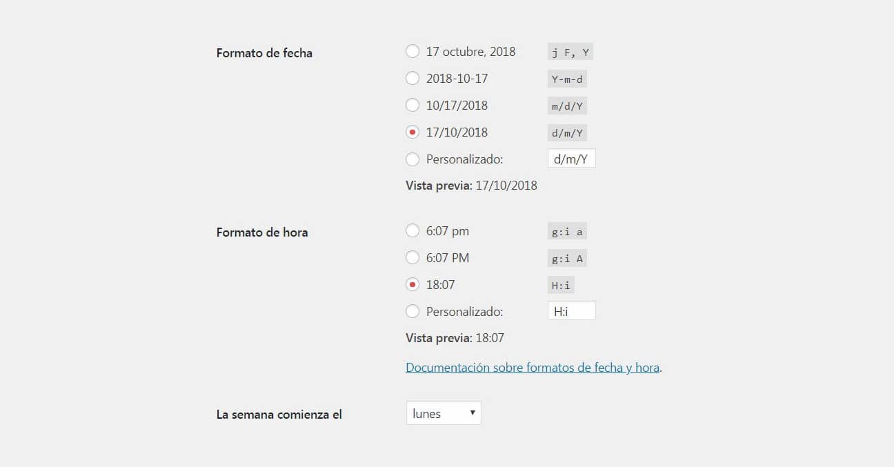 Establece el formato que quieres que se muestre
