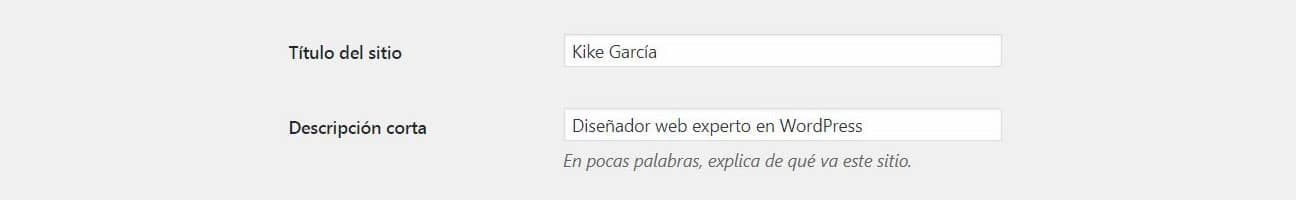 Elige un buen titulo y descripción para tu web